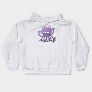 Angry octopus annoyed by plastics Kids Hoodie